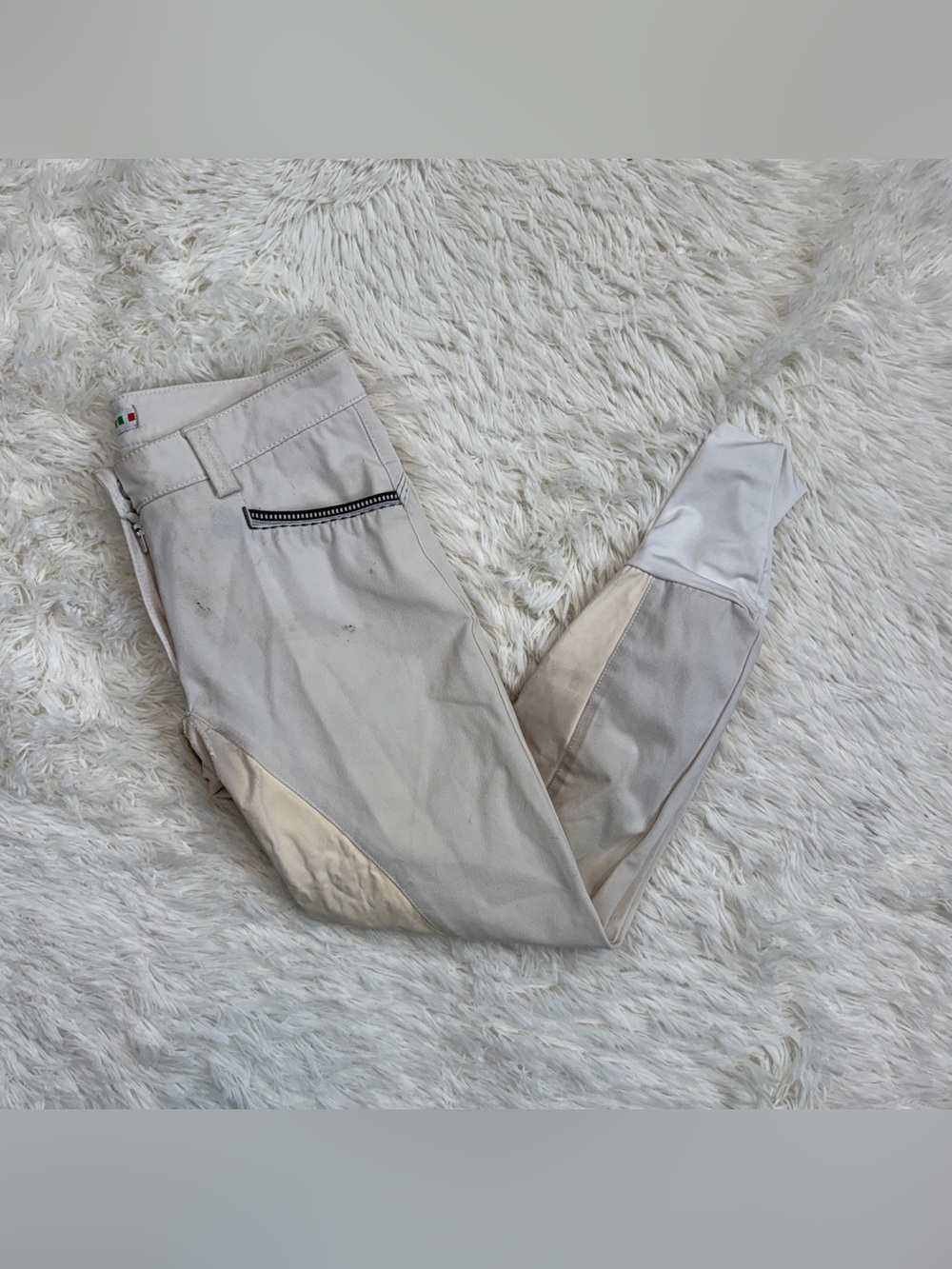 Women’s Size IT40 White Animo Knee Patch Horseback Riding Breeches